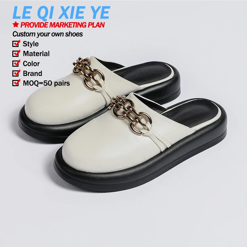 Thick-Soled Mules Shoes with Big round Toe Soft Anti-Slip Closed Design for Summer Spring Autumn Seasons EVA Insole Flat Design