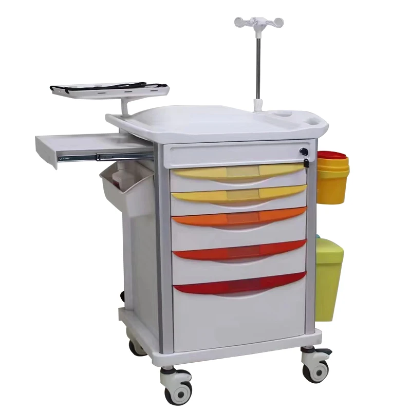 Hospital Medical ABS Nursing Treatment Trolley Cart with Drawers Beauty Salon Trolley
