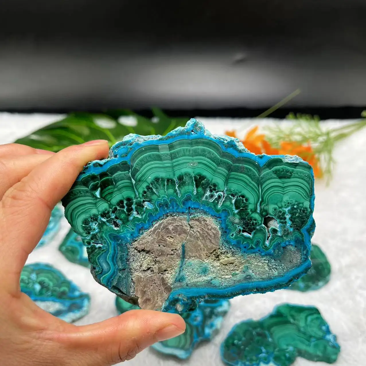 Bulk Wholesale Natural Green Malachite Slab Malachite Rough Stone Freeform Crystals Quartz Slice