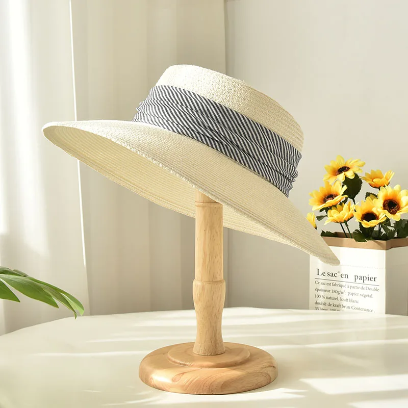 Wholesale Summer Straw Hat for Women Casual Sun Hat Beach Big Head Summer Wide Brim Beach Hats Fedora Caps