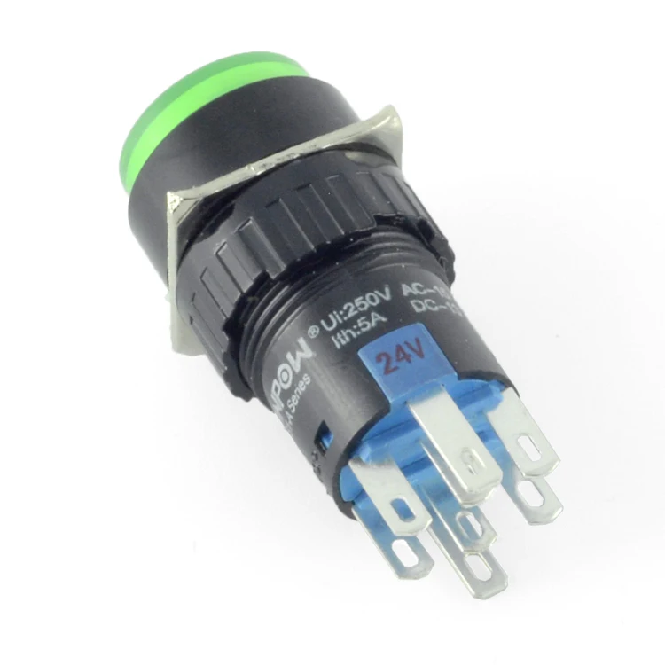 LAS1 switch ONPOW (CE, ROHS) 16mm LAS1-AY-11/R/220V/P 1NO1NC momentary plastic push button switch