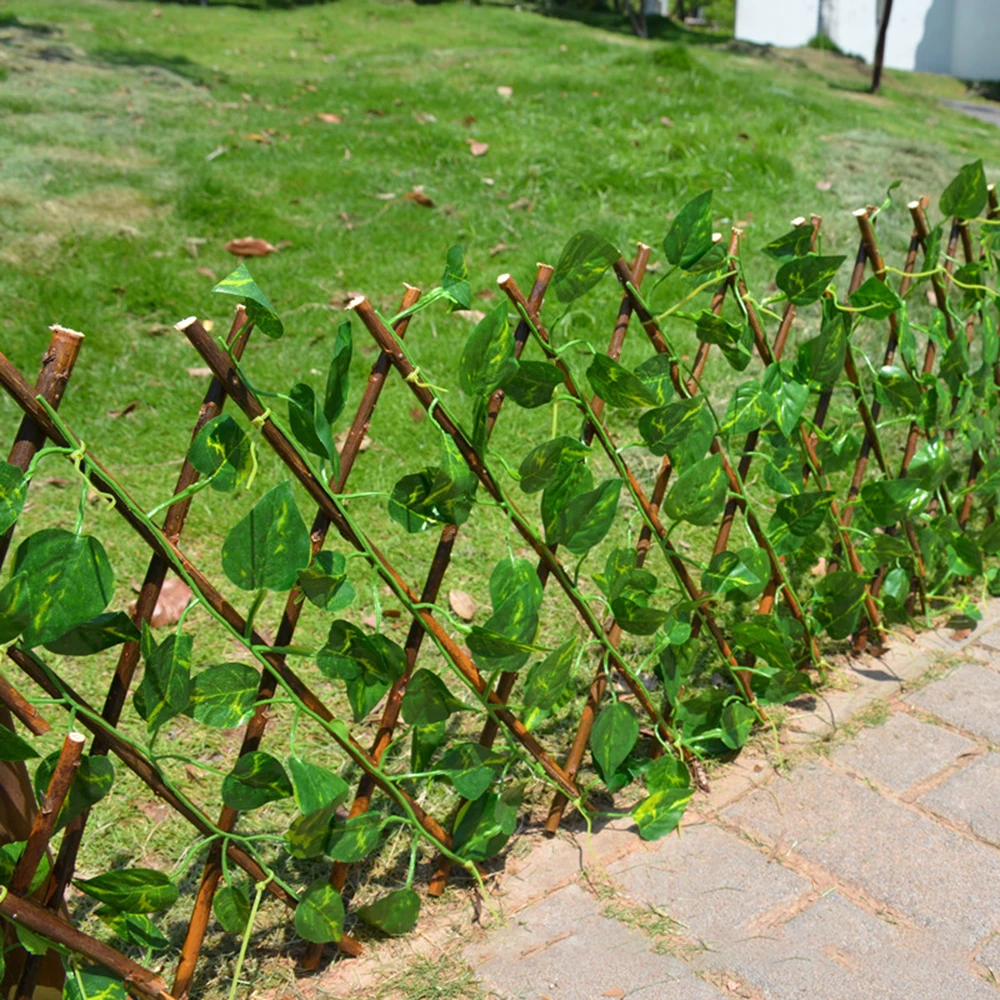 
Retractable Artificial Garden Fence Expandable Faux 40cm Ivy Privacy Fence Wood Vines Climbing Frame Gardening Plant Home 