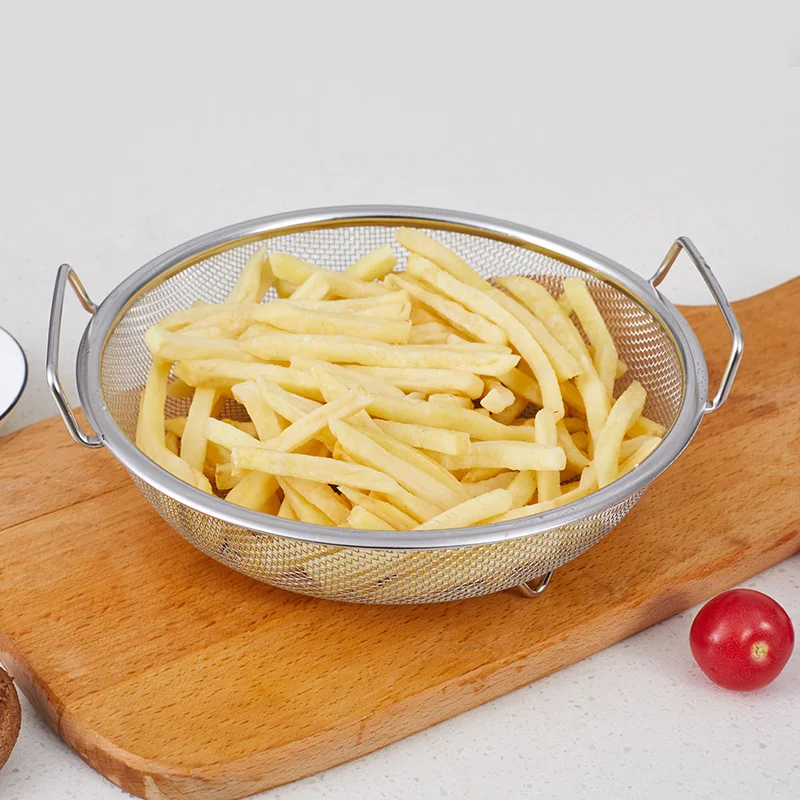 Round Deep Fryer Basket Chips Basket For Fry Food Mini Deep Fry Serving Oil Residue Filtration