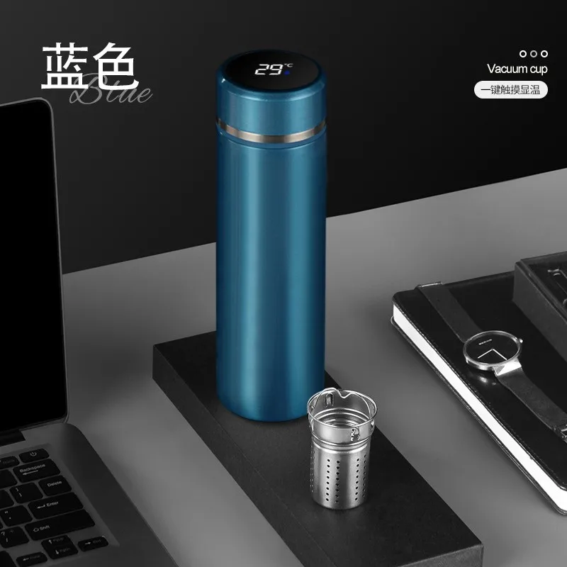 Custom logo 500ml Smart Water Cup vacuum Stainless Steel Bottle with Digital LED Temperature Display water bottles With lid