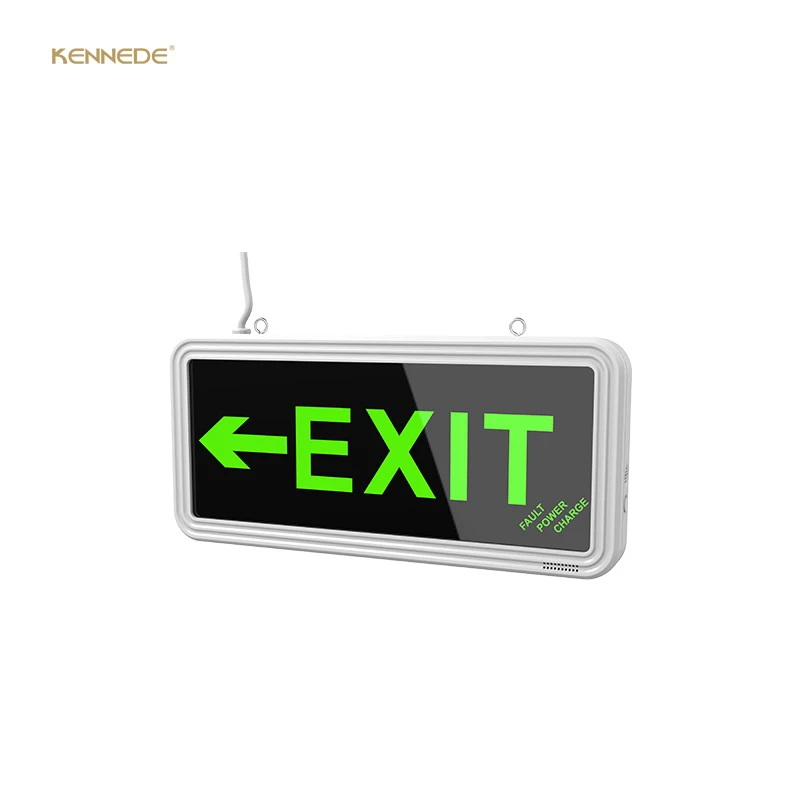 Tuoming ODM/OEM Emergency Fire Exit Sign Light for Passageway Lobby Staircase Corridor Garage Tunnel-Green Glass with LED Bulb
