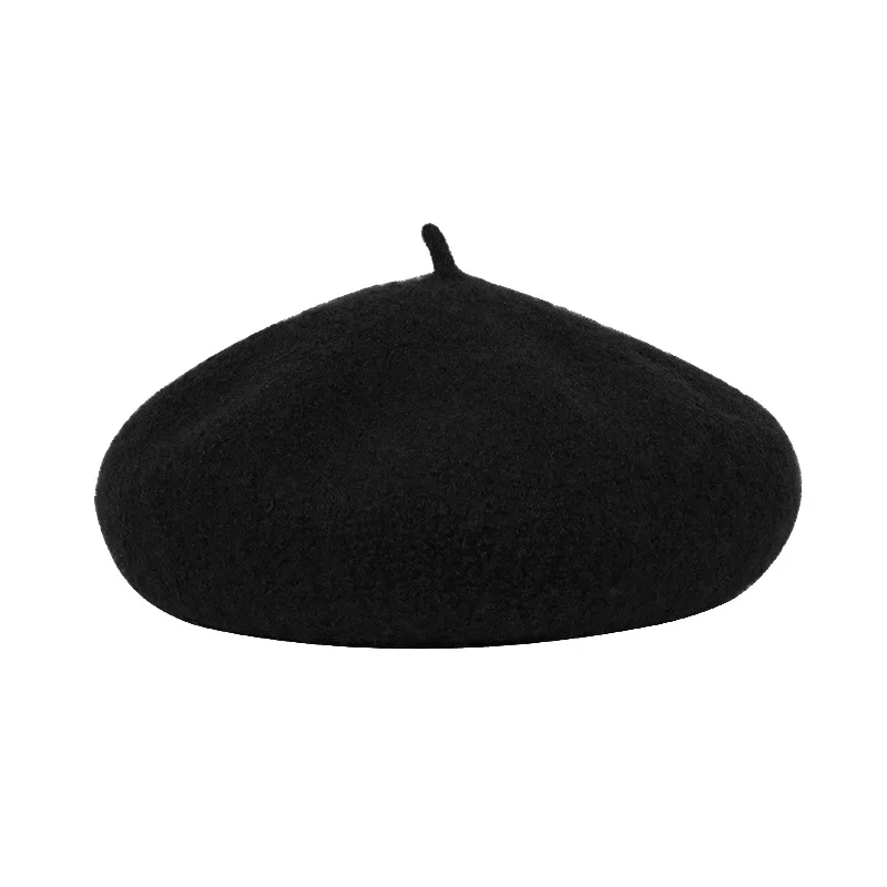 Czelrine 2022 Fashion Custom Logo Embroidered Femmes Plain Cap Solid Color Autumn Winter Warm 100% Wool Beret Hat For Women
