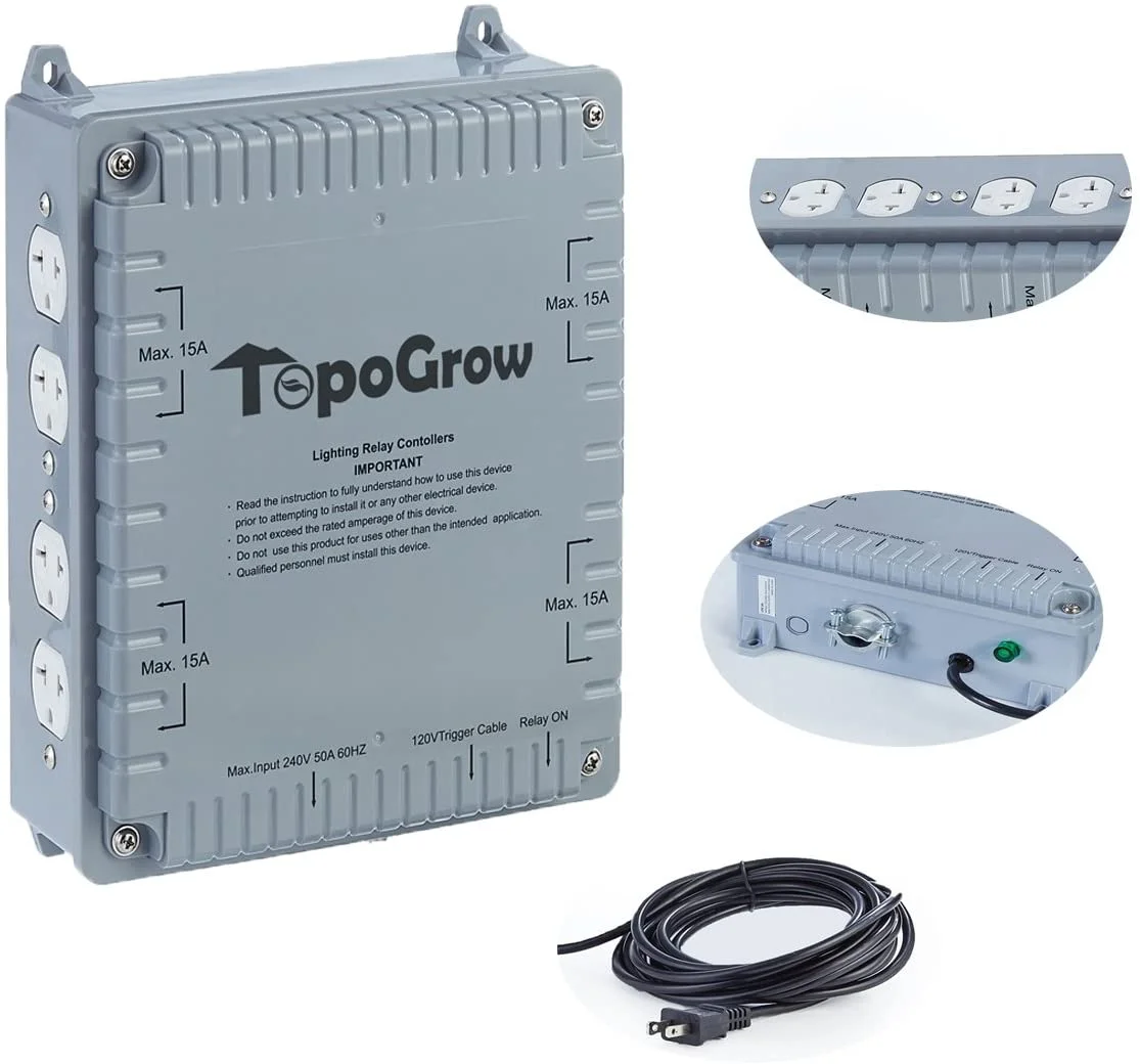 8-Light Controller,  8000w High Power HID Master 120v~240v Grow Light Relay Controller w/120 Volt Trigger Cable for Hydroponics