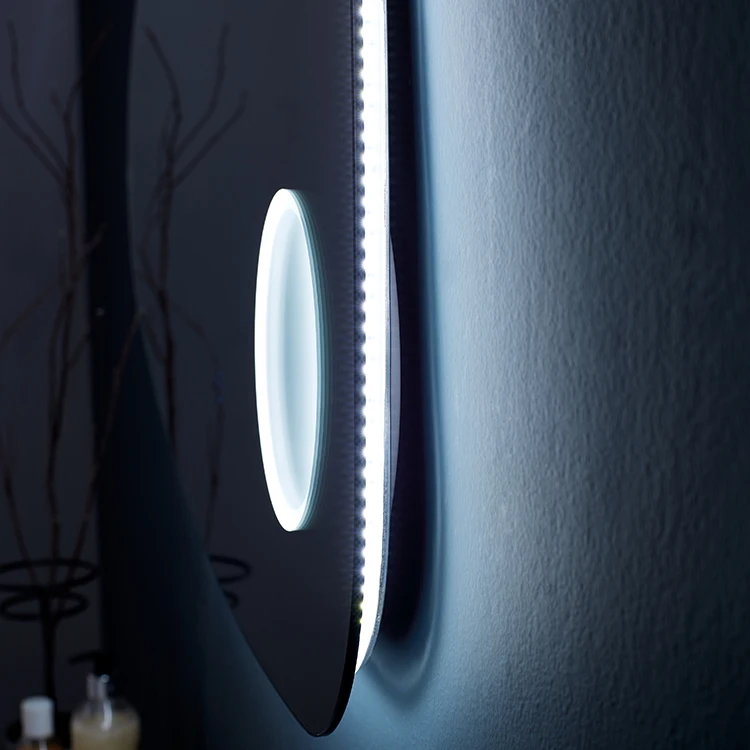 New style Irregular simple design silver decor wall makeup mirror illuminated LED backlit Silver bath Mirror