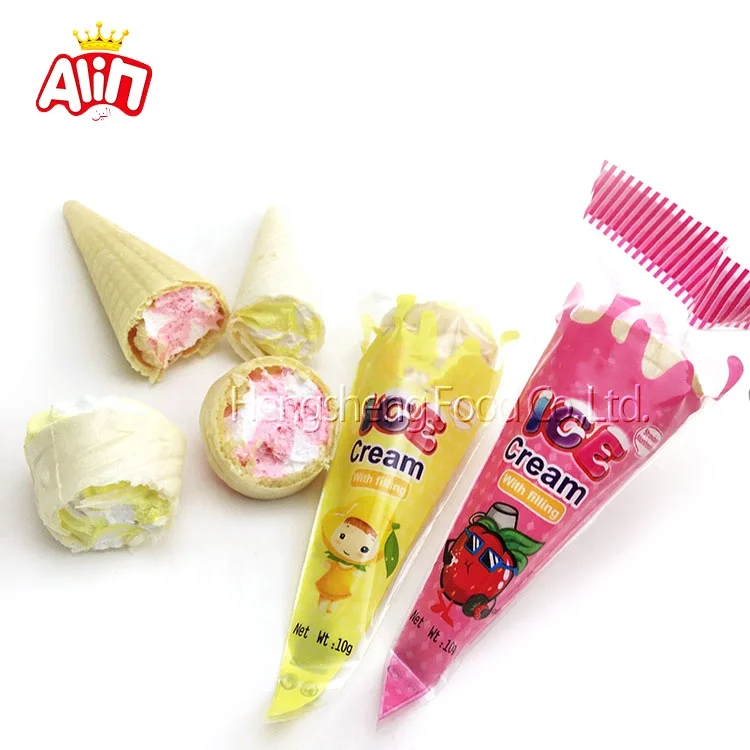 Confectionery imported from China  Non-dairy cream, halal filled fruit Double Flavor Ice Cream Marshmallows