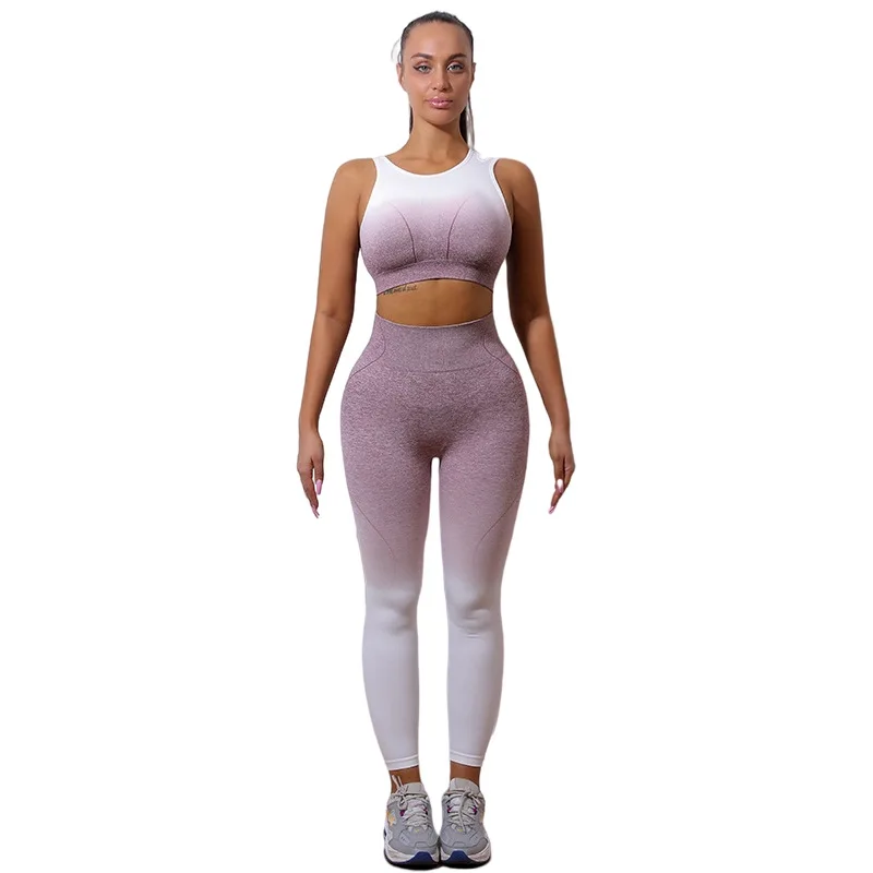 New High Impact Sports Bra Compression Leggings Active Gym Wear Custom Wholesale Plus Size Pants and Bras Women Yoga Set Fitness