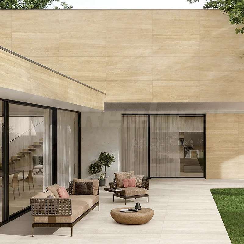 Realgres White Matte Finish Elegant Travertine Tiles Versatile Indoor Outdoor Porcelain Tile