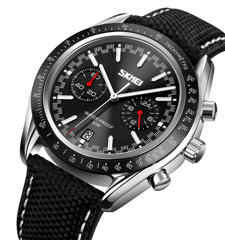 Small dial stopwatch cool leather quartz analog watch skmei9292 skmei 9292 3atm waterproof men wrist watch
