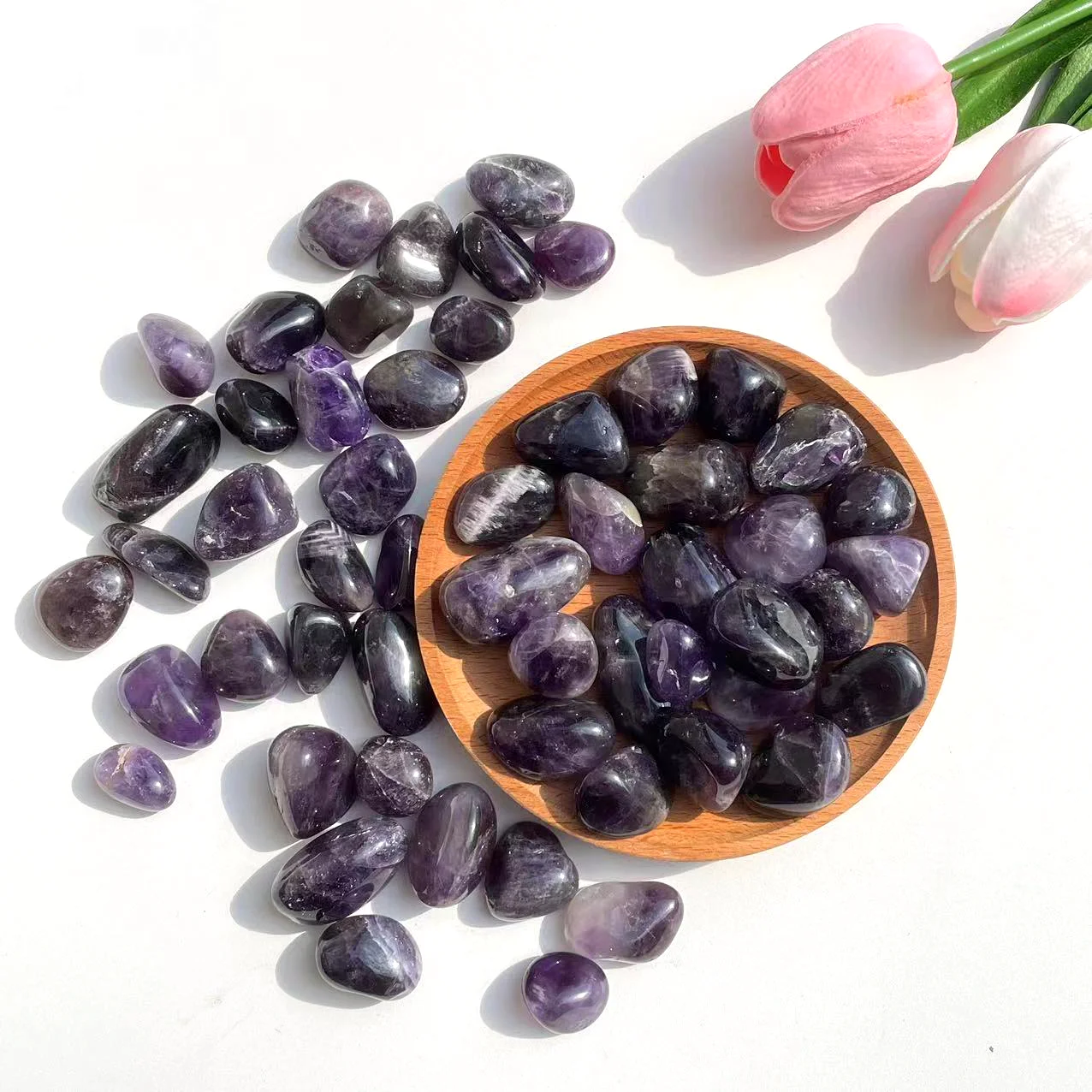 Bulk wholesale 500g natural amethyst citrine quartz rolling stone crystals healing stones gemstone tumbled stones