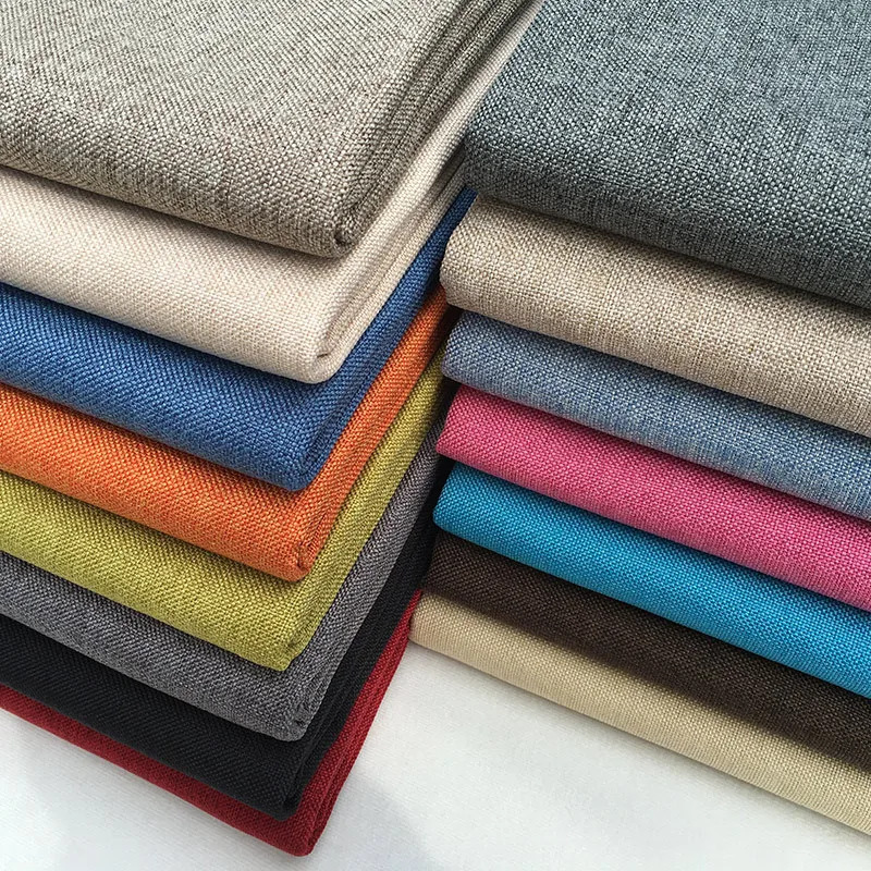 Bomar  Factory Stock Cut cheaper Stock Solid Plain color composite imitation Linen 100% Polyester Plain linen sofa fabric