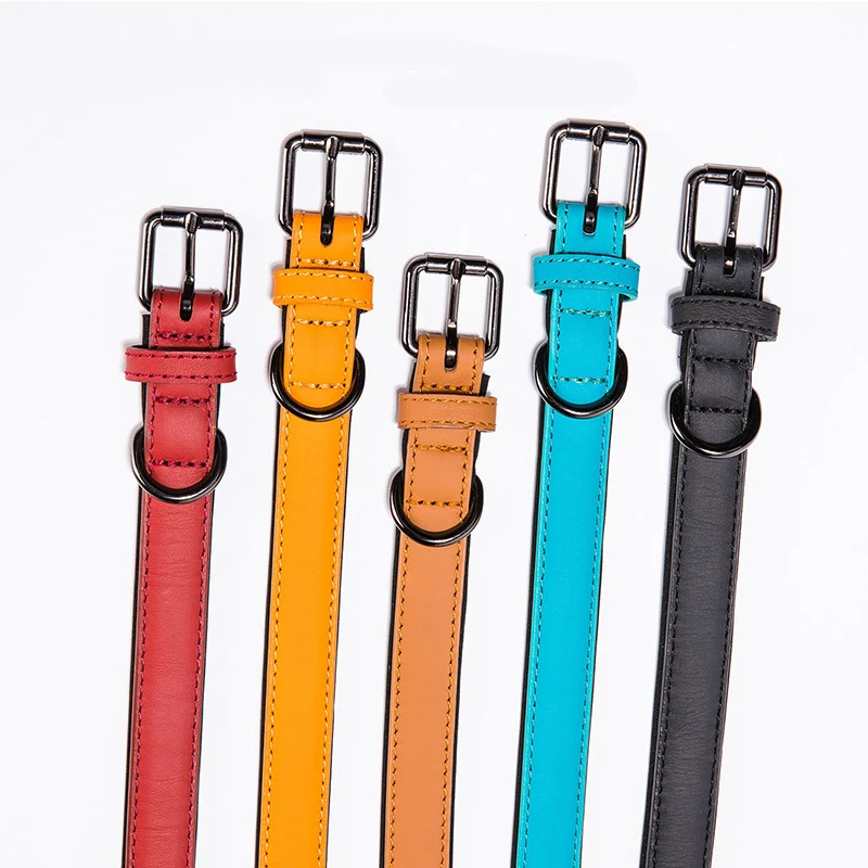 Luxury Double layer Leather Handmade Pet Collars Comfort Padded Waterproof Dog Collar with vegetable tanned