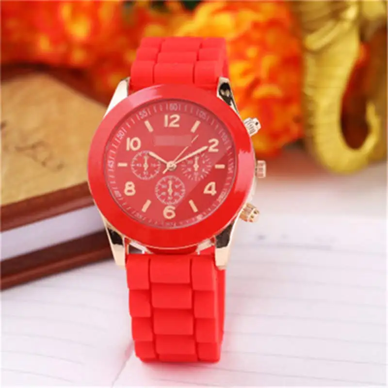 Fashion beautiful color Jelly student sports watch personality silicone watch