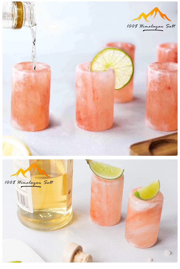 Hand Caved Pink crystal Himalayan rick salt shot glasses for Tequila