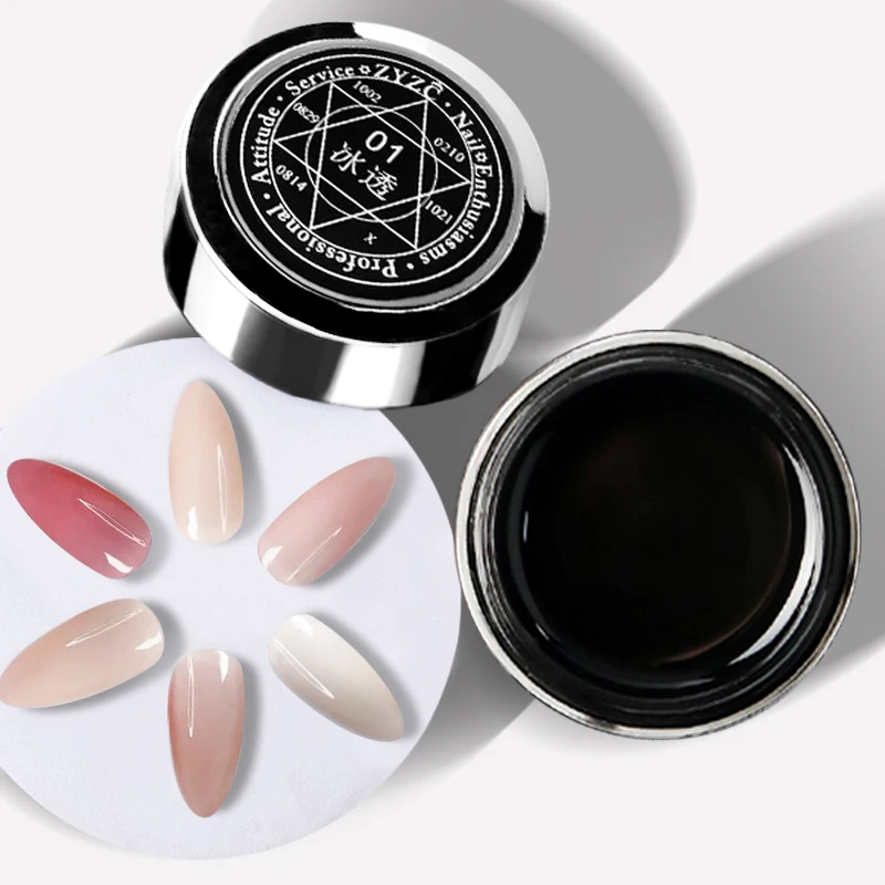 ZYZC nail Non Stick Hand Solid Extension Gel 5 Colors White Pink Nude Hard Gel Nails Builder Nail Extensions