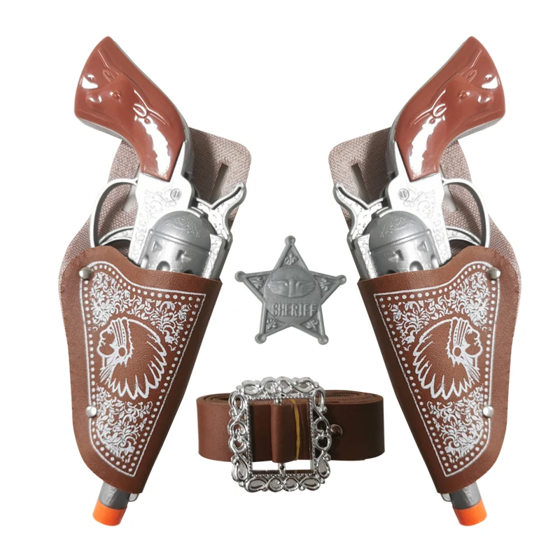 Halloween cosplay role play kids rifle toy cowboy double pistol guns and holsters western cowboy toy play set for kid
