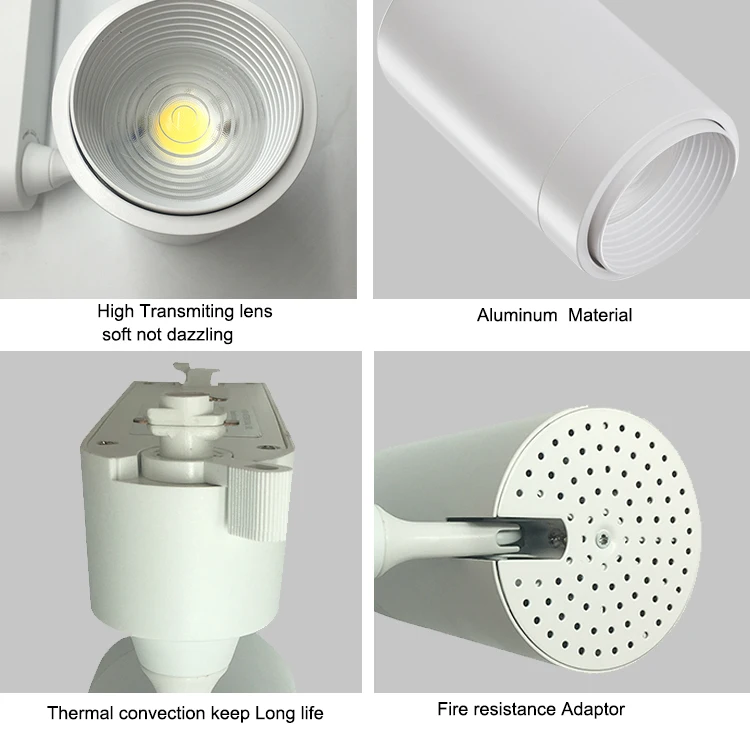 Indoor LED COB track light CE RoHS 20W 30w adjustable beam angle 30 to 60 degree