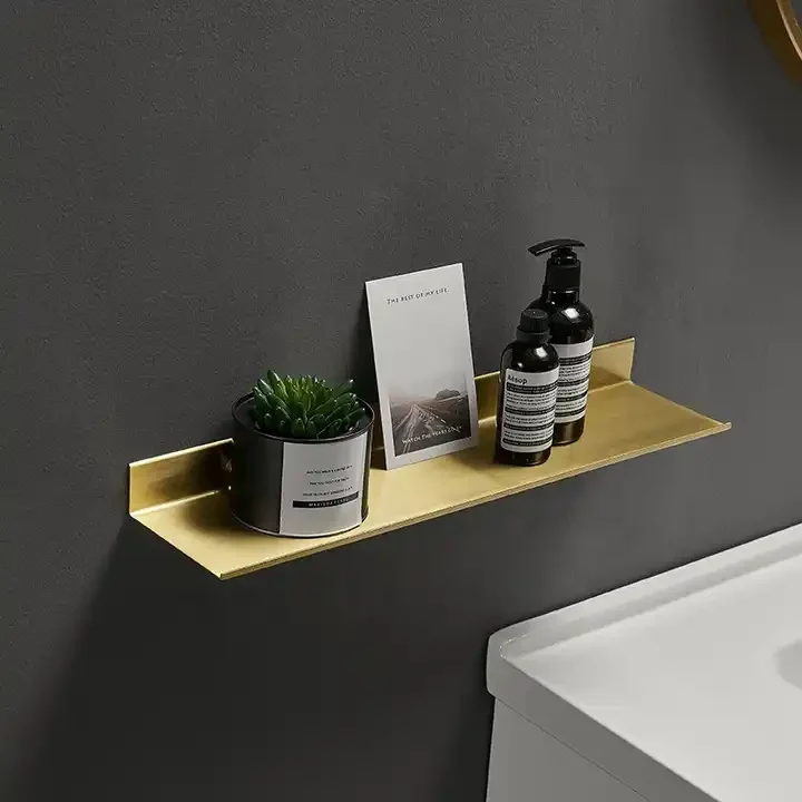 30/40/50/60cm stainless steel warehouse rack storage bathroom shelves with wall mount type brushed gold