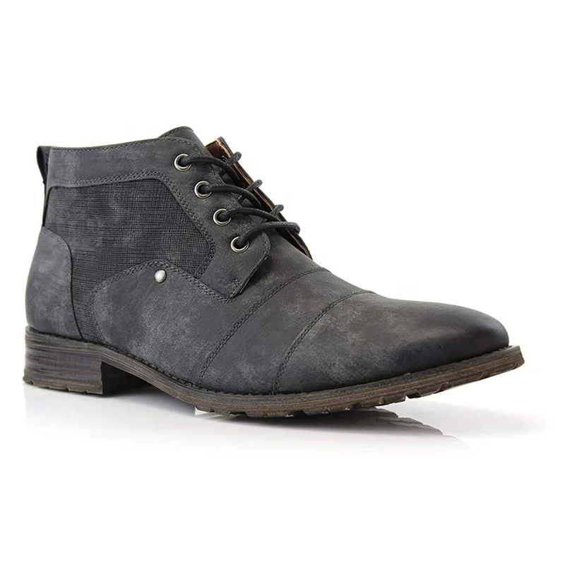 Oem Custom Grey/Black Leather Boots Chaussure Homme Casual Shoes Casual Boots Men Zapatos Hombre Men Shoes