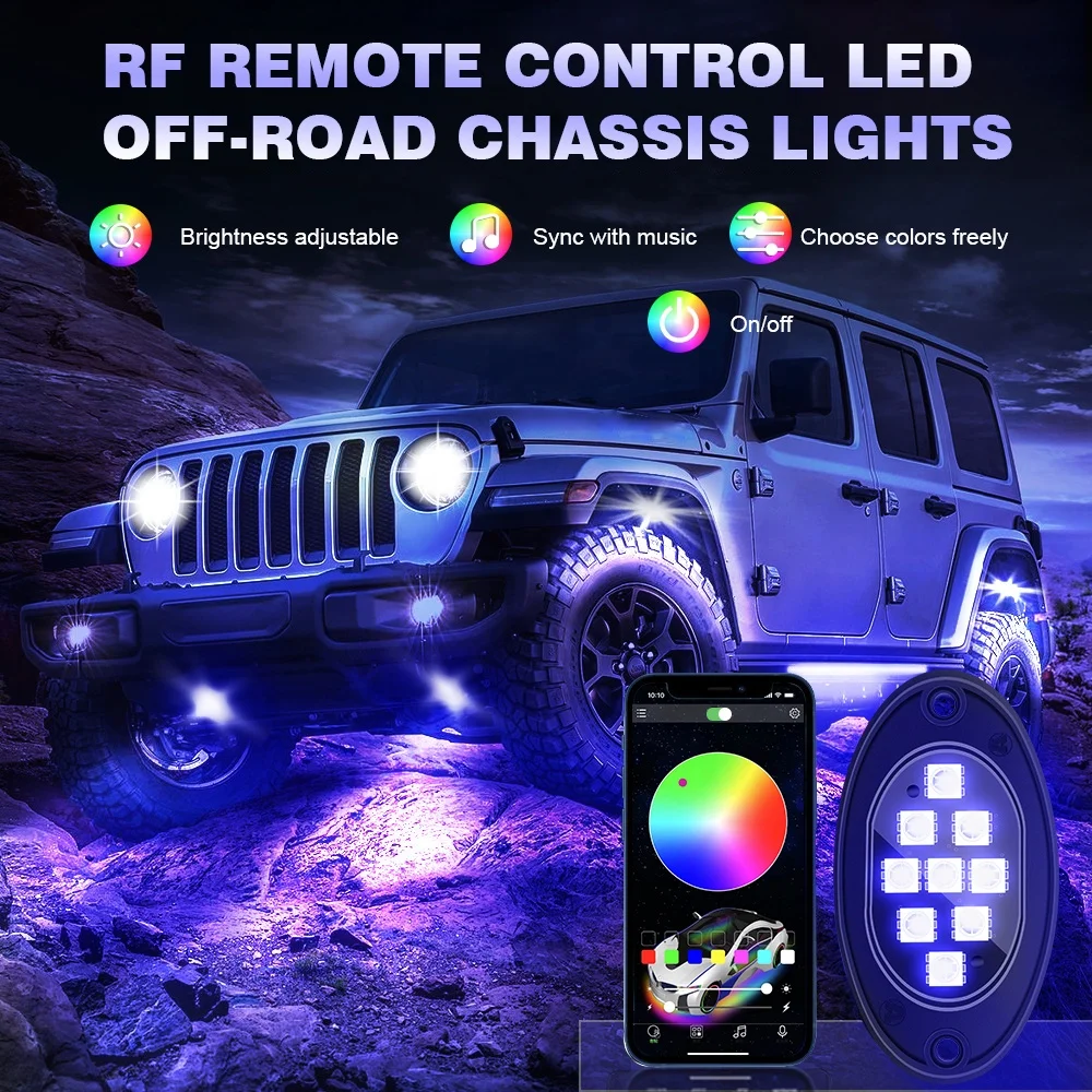 RGB App Control 36 LEDs Super Bright LED Rock Pod Lights For Truck ATV UTV Buggy car decoration Lights