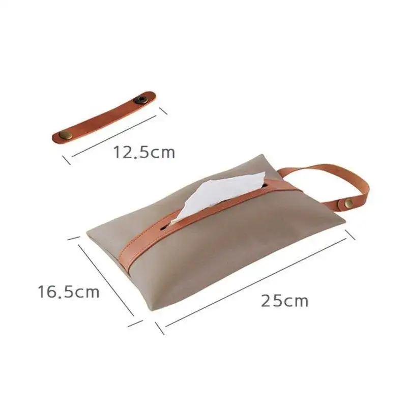 Luxury Exquisite Tissue Box Napkin Case Box With Zipper PU Leather Pumping Towel Paper Bag Lanyard Hanging Pouch Home Car Decor