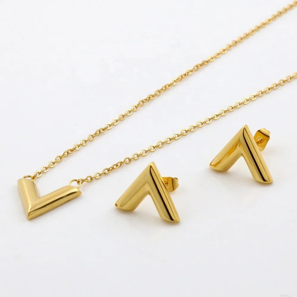 Комплект из колье и серёг, из нержавеющей стали 316L, 18 к