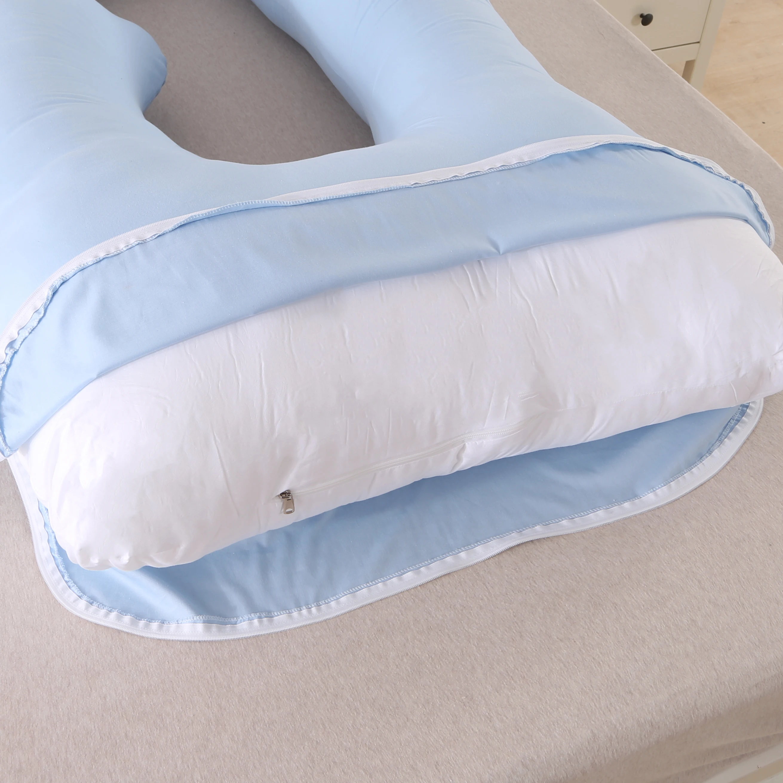 Pregnancy pillow J-shape full body maternity pillow with Detachable Cotton Cover