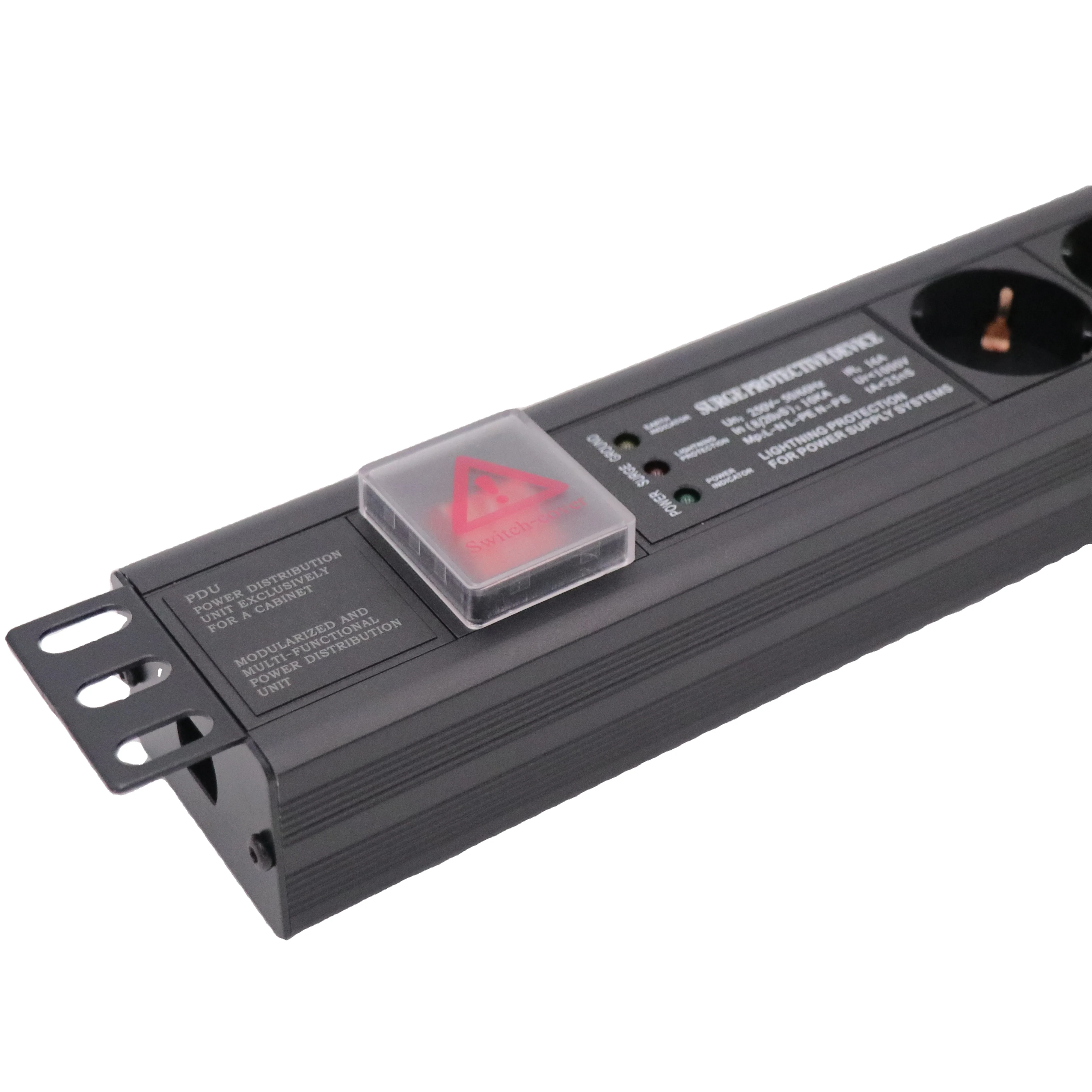 1.5U 6way   industry  Germany  three light surge production grounding instructions PDU socket  with on off switch