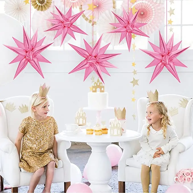 Star Balloons pastel Explosion 12 Point Starburst Foil Cone Balloons for Christmas Birthday New Year Backdrop