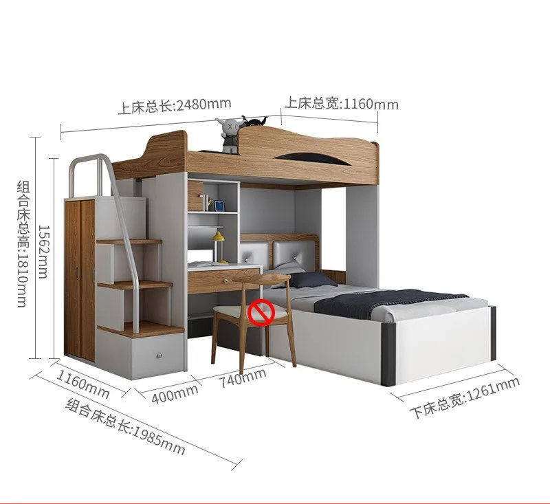 Up and down children multifunctional adult combination bed under desk splint kids bunk bed