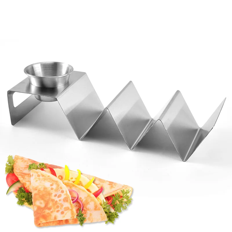 Hot Sale Dishwasher Safe Wavy Shape Stainless Steel Taco Tray Holder Pancake Tray