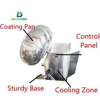 Drum Shape Automatic Sugar Chocolate Energy Ball Enrobing Coating Pan Machine