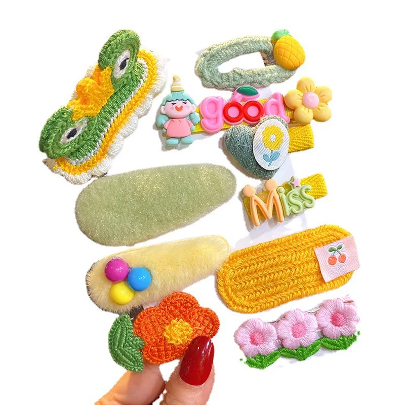 Wholesale  Kids Cute Princess Hair Accessories Hairpin Baby Girl Bow Hairpin Side Clip Plush Hairpin Set