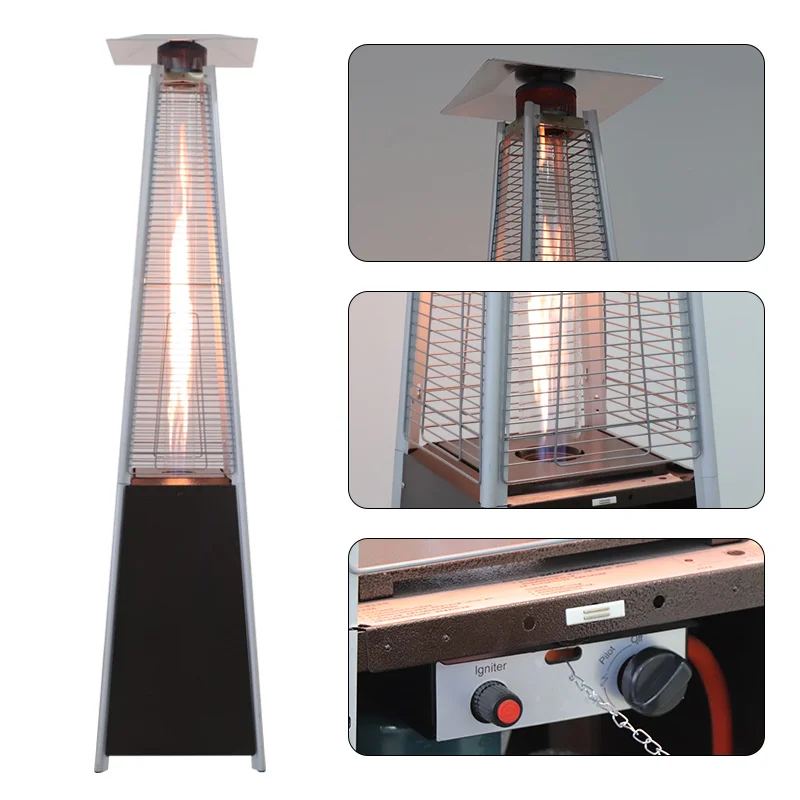 pyramid patio heater  glass tube LPG natural gas patio heater  flame patio heater