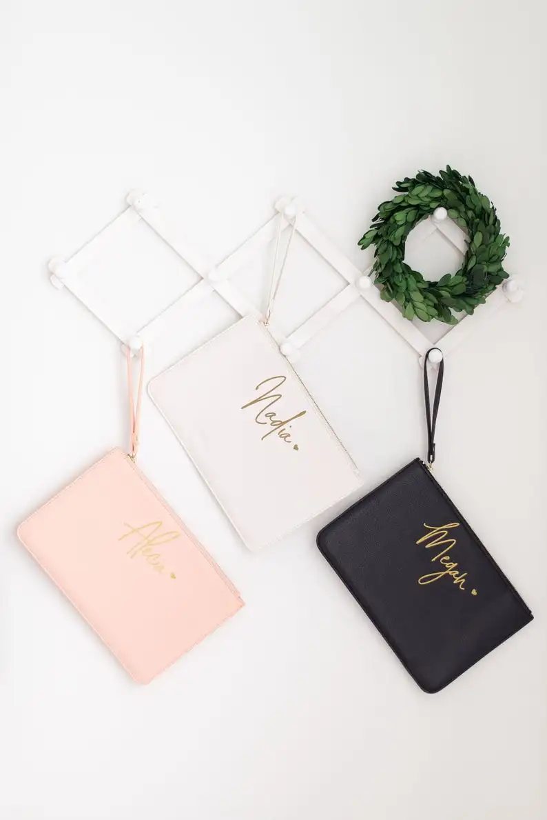 Custom print fashion saffiano pu leather makeup bag