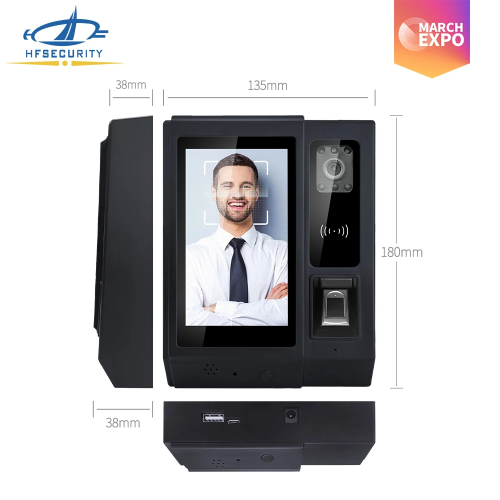 HFSecurity HF-A5 Smart Face++ Recognition Android POE Device Fingerprint Scanner Time Attendance Machine with Card Reader