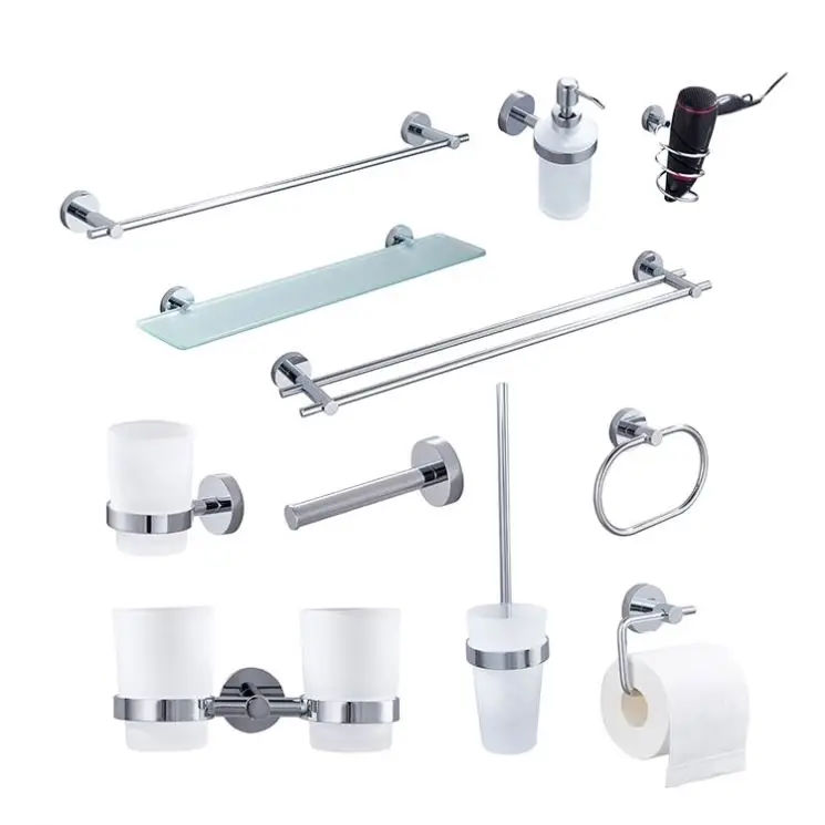 Newest Manufacturer High Quality Zinc Alloy Chrome Bathroom Wall-mounted Accessories Set