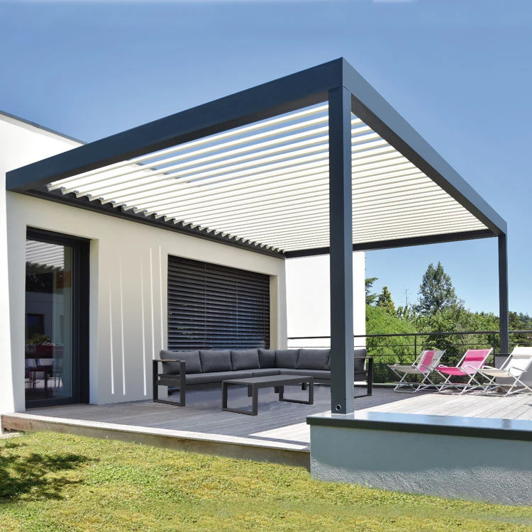 KT Customized white 5x4 3m x 5m Louverd gazebo Electric Gazabo  en aluminium Outdoor Bioclimatic motorised louvre Pergola