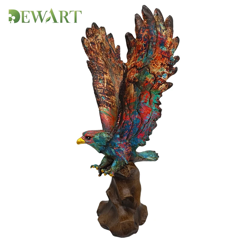 Resin animals crafts home decor tabletop ornaments falcon figurines colorful hawk sculpture graffiti flying eagle statue