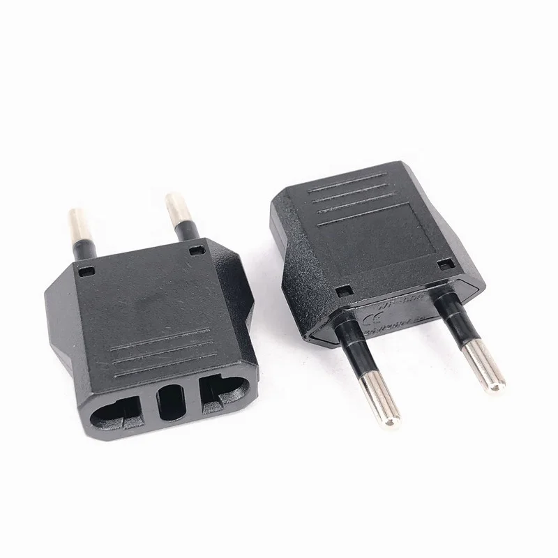 EU Standard Round Pin to Flat Pin Small Conversion Plug For Switzerland Italy Europe US Australia