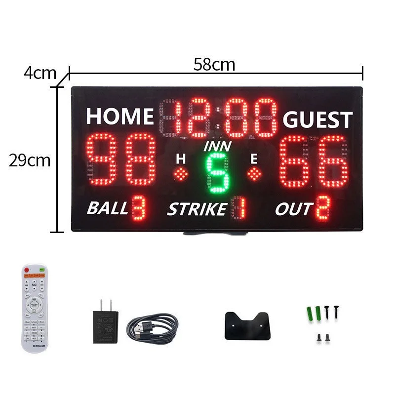YIZHI Portable Sports Digital Baseball Softball LED Electronic Scoreboard with Timer Display for Training Game Score Record