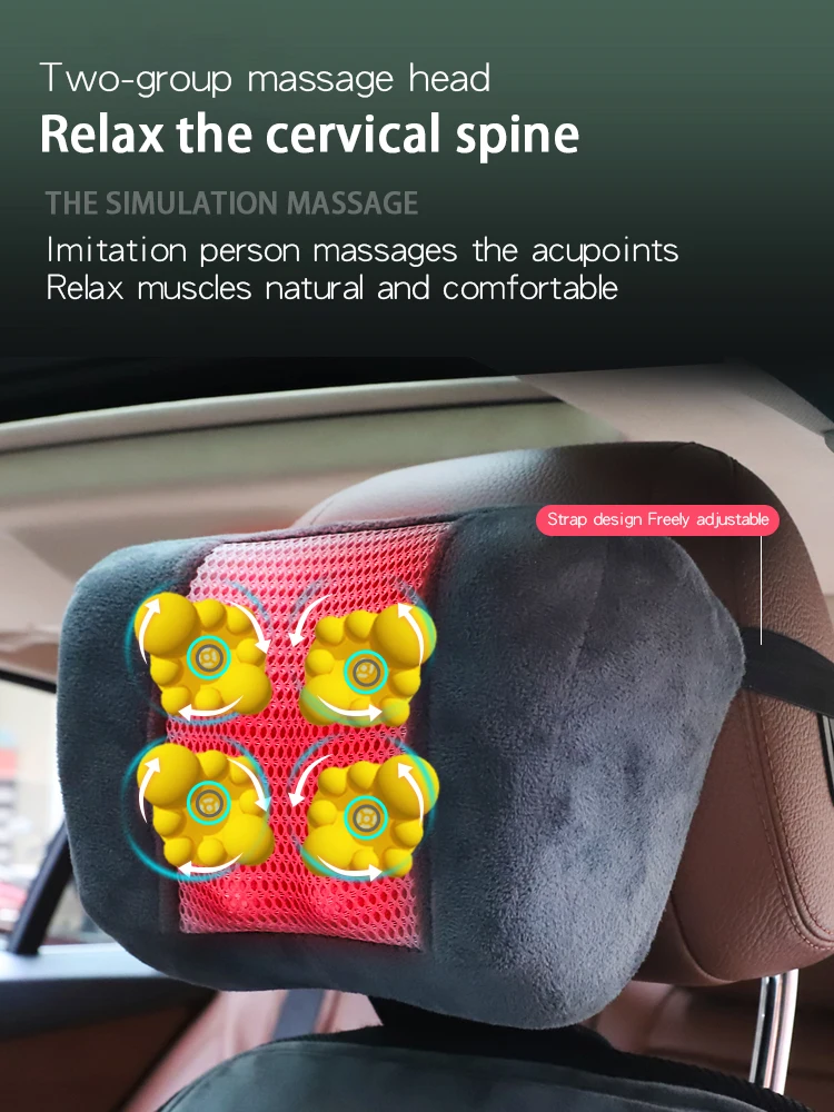 Portable Body Vibration Car Seat Buttocks Electric Shiatsu Back Massaging Cushion With Heat