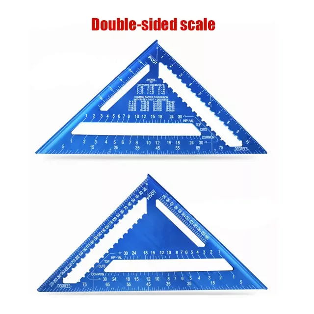 High Precision 7/12 Inch Aluminum Alloy Triangular Measuring Ruler Double Side Scale Woodworking Right Angle Ruler