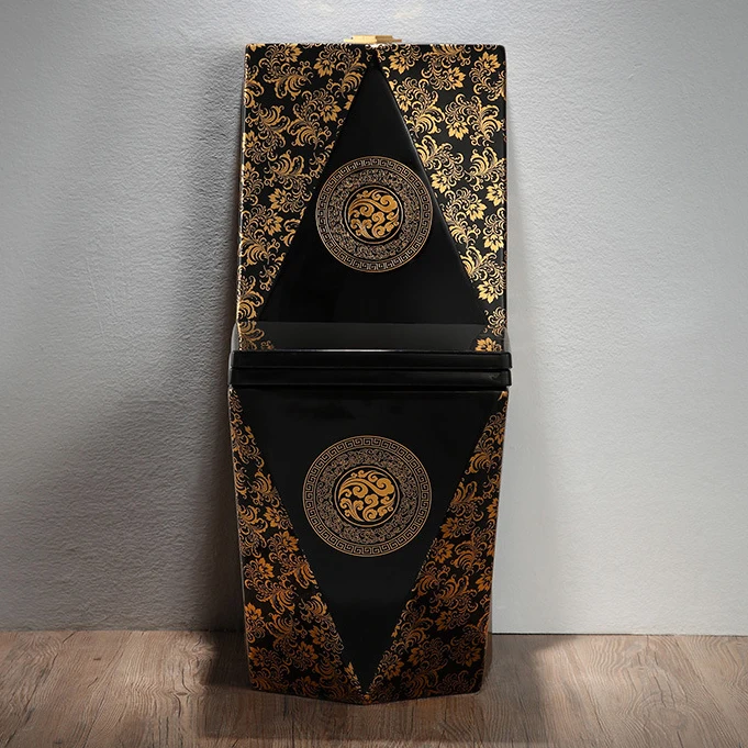 Hot sale ceramic sanitary ware toilet bowl luxury bathroom gold toilet commode wc black gold ceramic toilet