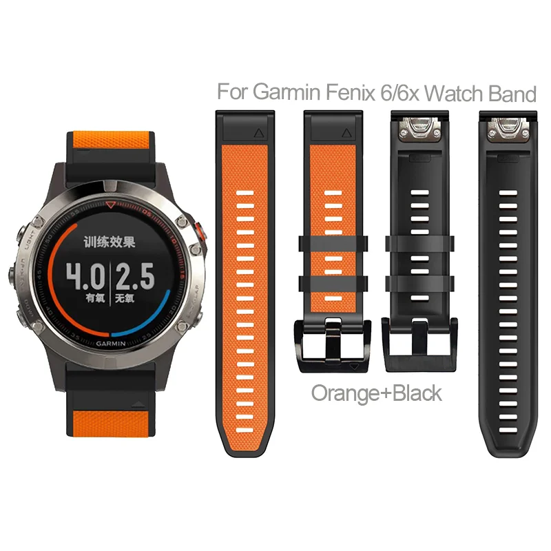 Быстросъемный силиконовый ремешок QIMAN 22 мм 26 для смарт-часов Garmin Fenix 6 6X Pro 5 5X Plus 3 3HR Forerunner 935 945