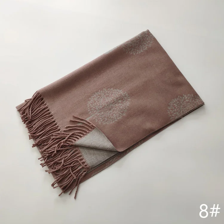 Hot Selling Double Sided Women Winter Pashmina Shawl Tassel Scarfs Jacquard Life Tree Cashmere Wrap Scarf