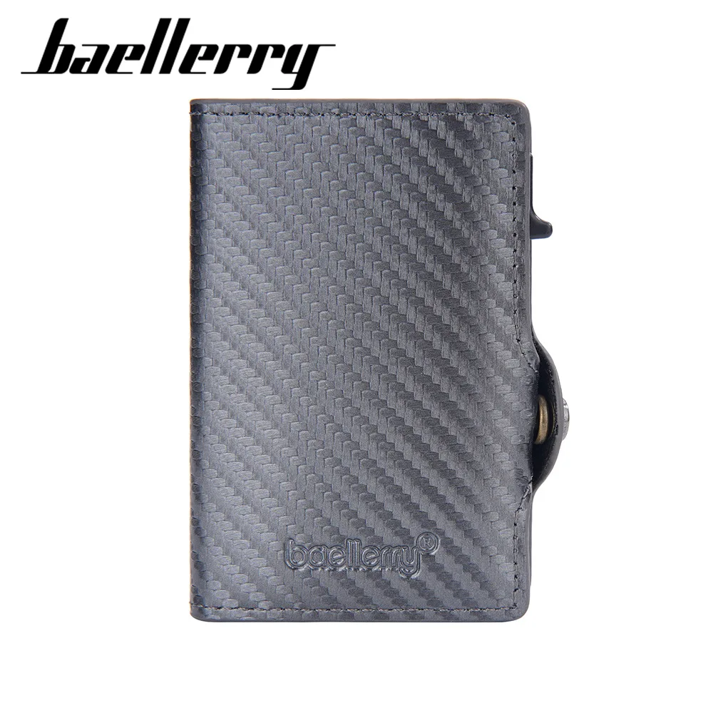 2023 New3 Folds Anti-Magnetic Aluminum Case Wallet Side Push Design RFID Carbon Fiber Card holder for Men